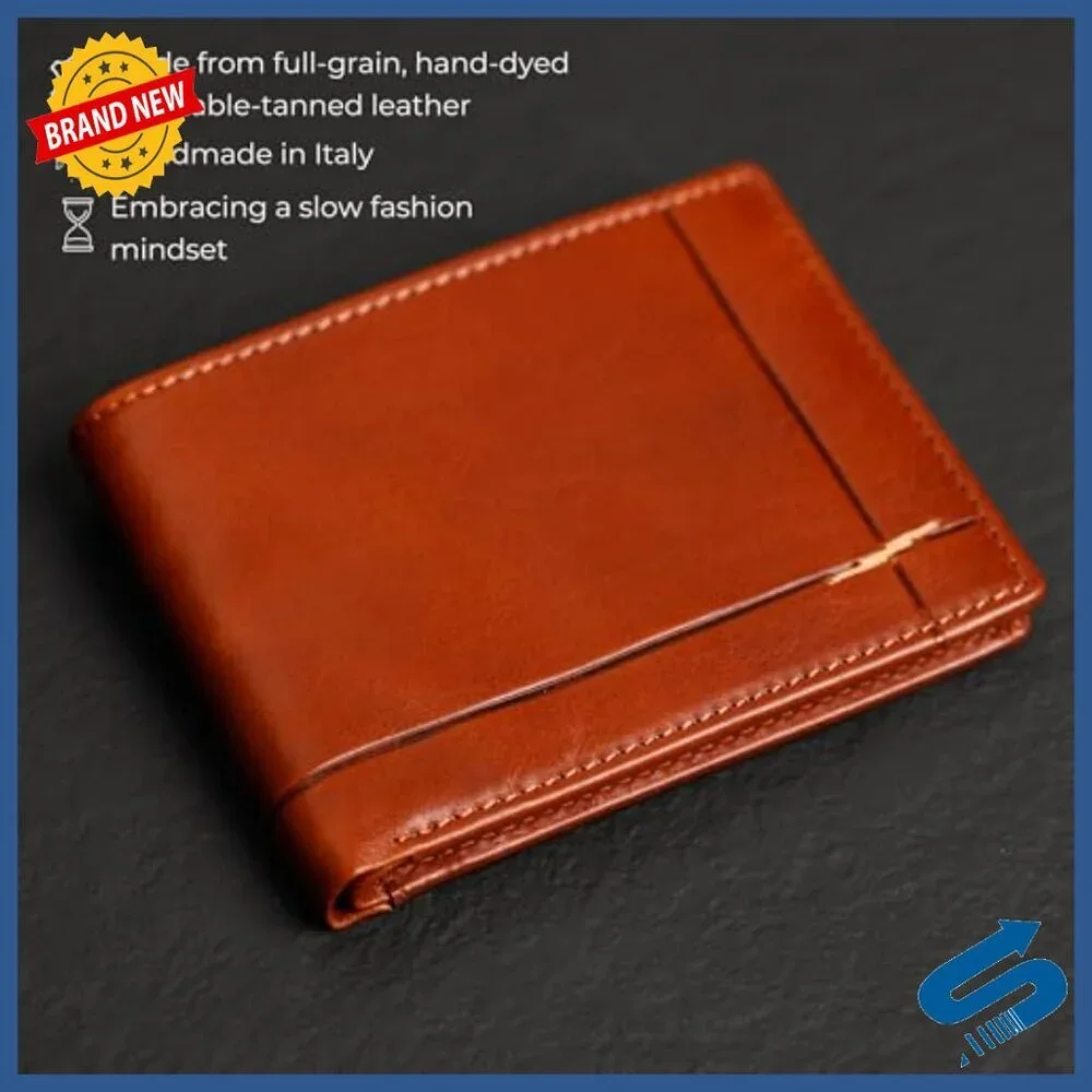 Slim Leather Bifold Wallet - Full Grain Cowhide - 10 Card Slots
